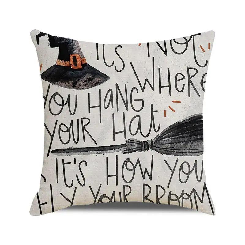 Halloween Decorative Cushion Cover Pumpkin Bat Wizard Ghost Pillowcase Suitable for Home Living Room Sofa Room Decoration