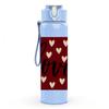 1PC Red Heart Repeat Love Pattern 750ml Color Plastic Sports Water Bottle Leakproof Flip Straw Lid Suitable for Sports Office Home Use
