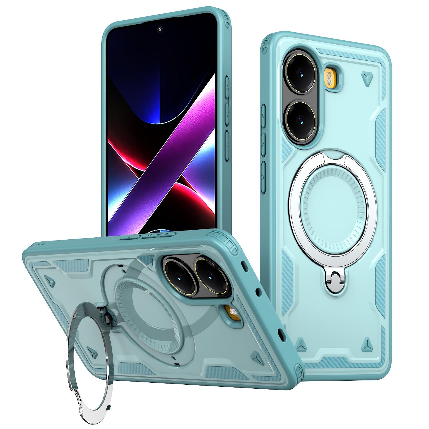 

Для Xiaomi Poco F7 C71 X7/Redmi A5/Redmi Turbo 4 Pro Пластикова тверда оболонка з кільцем-тримачем, що обертається, Магнітний чохол для телефону For Redmi Turbo4 дитини синього кольору