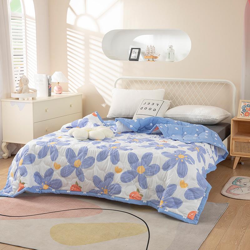 2025 Summer Thin Blanket Printing Bed Quilt Summer Cool Quilt Double Blankets Comforters Skin-friendly Cotton Thin Quilt Soft Bedding Home Textile