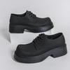 Men Four Seasons Derby Shoes, Wide Toe Thick Sole Trendy Business Casual Leather Shoes, Anti-slip Wear-resistant Work Footwear