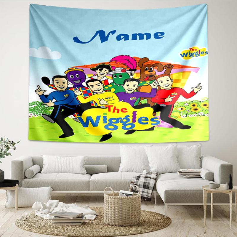 Custom Name The Wiggles Print Tapestry, Backdrop, Easy Setup, Ideal for Bedroom, Office & Living Room, with Aesthetic Wall Hanging Decor.