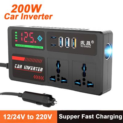 Portable Car Inverter Power Adapter DC 12V/24V To AC 220V Converter USB/PD/Type-C Car Fast Chargers Voltage Detection