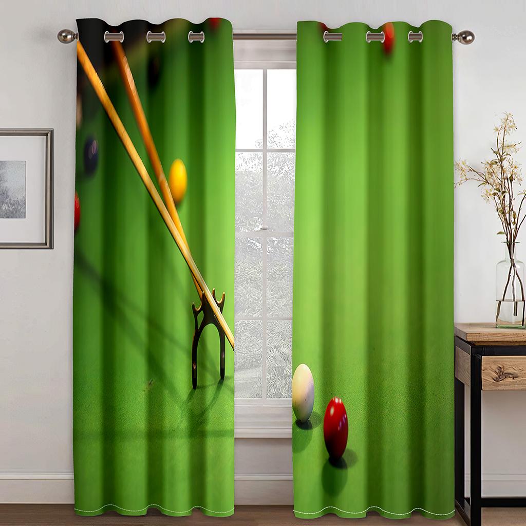 

Бильярдные шары Снукер Соревнование Развлекательная игра Шторы для гостиной Спальни Кухни Декор бильярдной комнаты Шторы 50W130H(CM)X2PCS&HooK