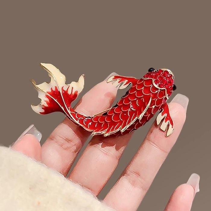 Ретро брошь красная карп высококлассный значение удача булавка креативный темперамент брошь аксессуары для одежды Новогодний подарок