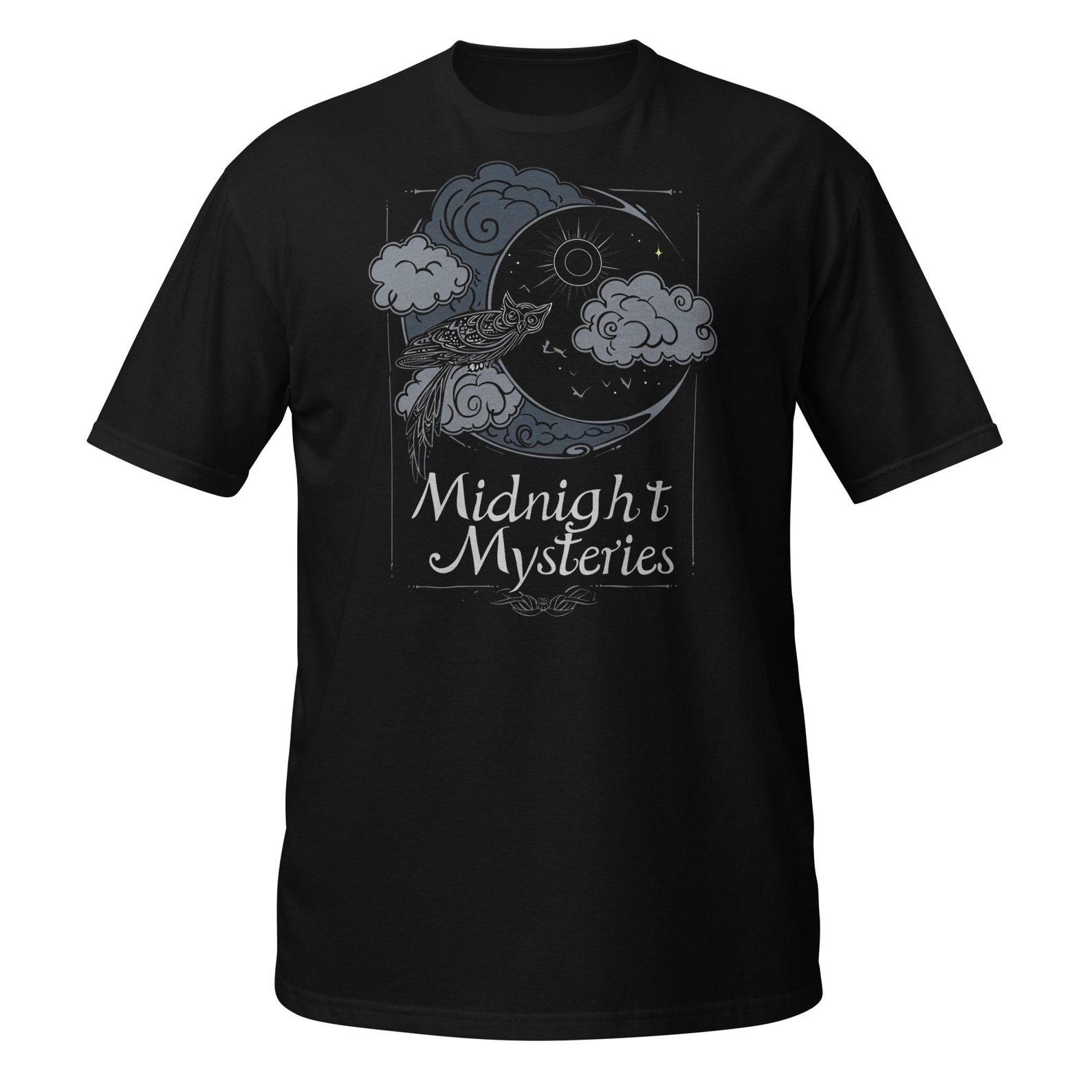 Midnight Mysteries T-Shirt: Gothic Moon & Clouds Graphic Tee L
