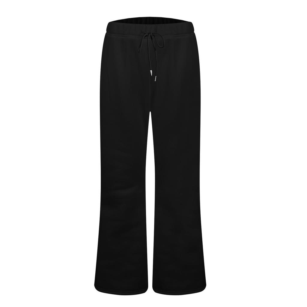 Ladies Fashion Loose Draw String Waist Solid Color Cargo Pants Leisure Flares