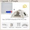 3-4 Double Automatic Pop-Up Tent with Fiberglass Poles Square Oxford Cloth Camping Shelter Quick Setup 3-Second Design