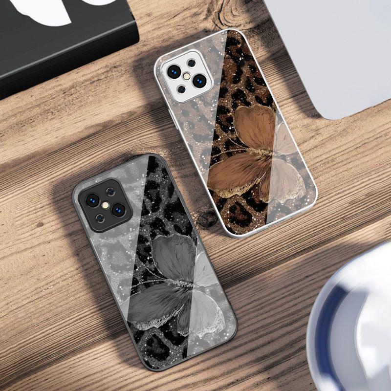Fluture Violet Leopard Pentru Oppo Find X5 X8 Pro X3 Lite A72 58 73 54S F11 79 Reno 6 4Z 5G Nord N200 Carcasă Telefon din Sticlă Călită