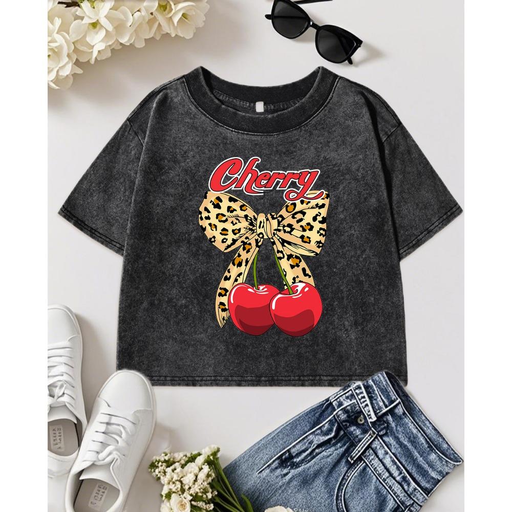 

Креативные укороченные футболки с принтом вишни и бантом для женщин, винтажная фитнес-одежда, хлопковая облегающая футболка с коротким рукавом и круглым вырезом XL