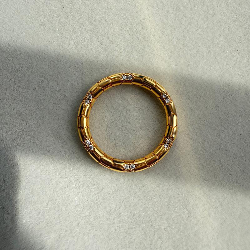 Женское кольцо Serpent Ouroboros с бриллиантами - Легкая роскошь, Премиум-класс, Простой нишевый, Модный стиль Size 8