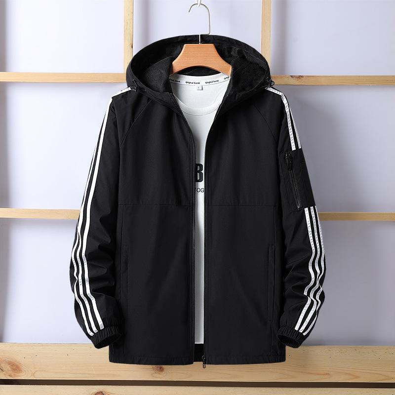 Autumn New Classic Three-stripe Hooded Jacket Men's Long-sleeved Cardigan Sports Casual Jacket