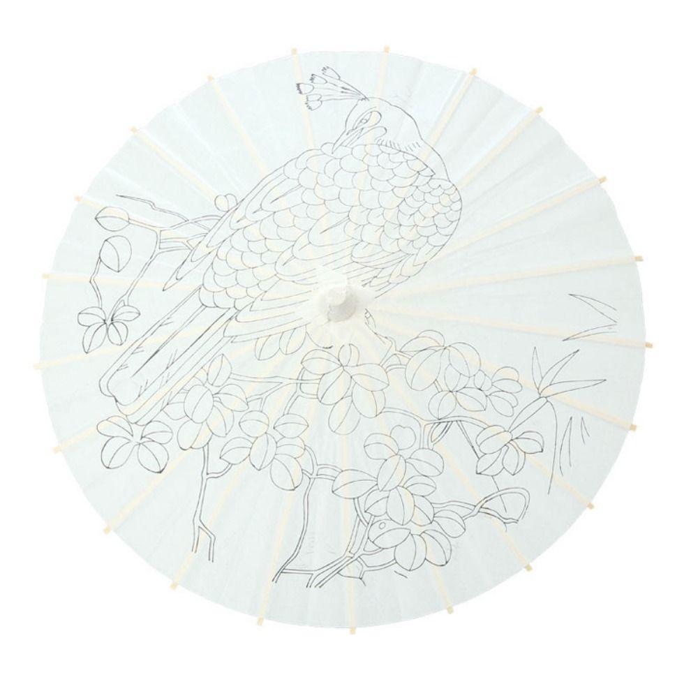 Vintage Blank Paper Umbrella DIY Chinese Umbrella Wood Drawing Umbrella  Wedding Party Favors