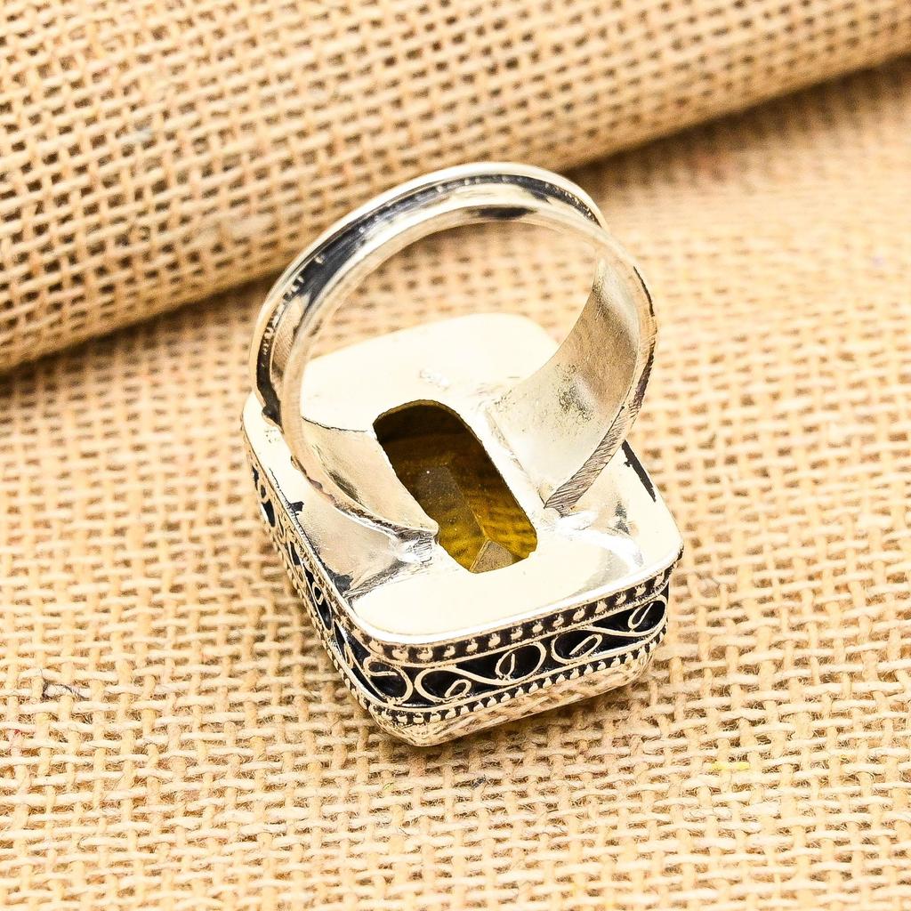 Unique Citrine Gemstone Handmade 925 Sterling Silver Beautiful Jewelry Ring