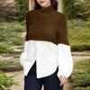 ZANZEA Women Turtleneck Patchwork Casual Long Sleeve Blouse