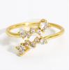 Elegant Women's Adjustable Gold-Plated Copper Ring with Zircon - Minimalist, High-End Niche Design