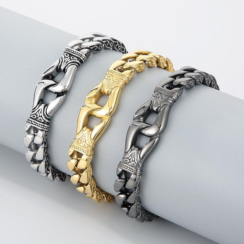 Retro Men's Stainless Steel Titanium Bracelet - European and American Fashion