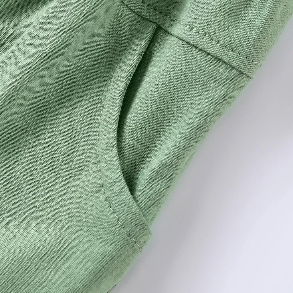 Sommer Style Patchwork Kurzarm und Shorts Set - Unifarbend: Grün, Kaffee, Schwarz, Weiß