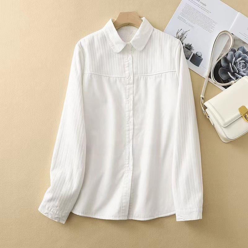 Winter Velvet Cotton Women s Plus Size Warm White Shirt - Thickened Professional Base Layer L