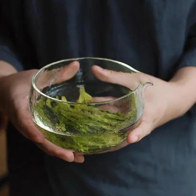 

Matcha Bowl with Unique Whisking Spout Chawan Cup Textured Glass Ceremony Mindful Japanese Scoop Gift Salad Utensil QBZYQ4