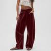 Pantalones Casuales de Terciopelo de Pierna Ancha con Cintura de Ajuste Holgado para Uso Diario