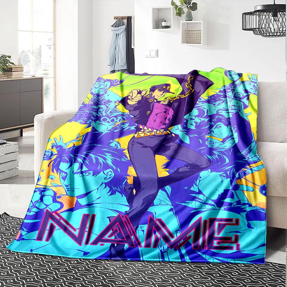 Customiz Name Personality JoJo's Bizarre Adventure Blanket Soft &Warm Sofa Office Bed Travel Lunch Break Blanket, Gift Suitable All Seasons
