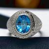 Aquamarine Oval Cut Gemstone With 925 Sterling Silver Ring For Men's #209 JL375576849100