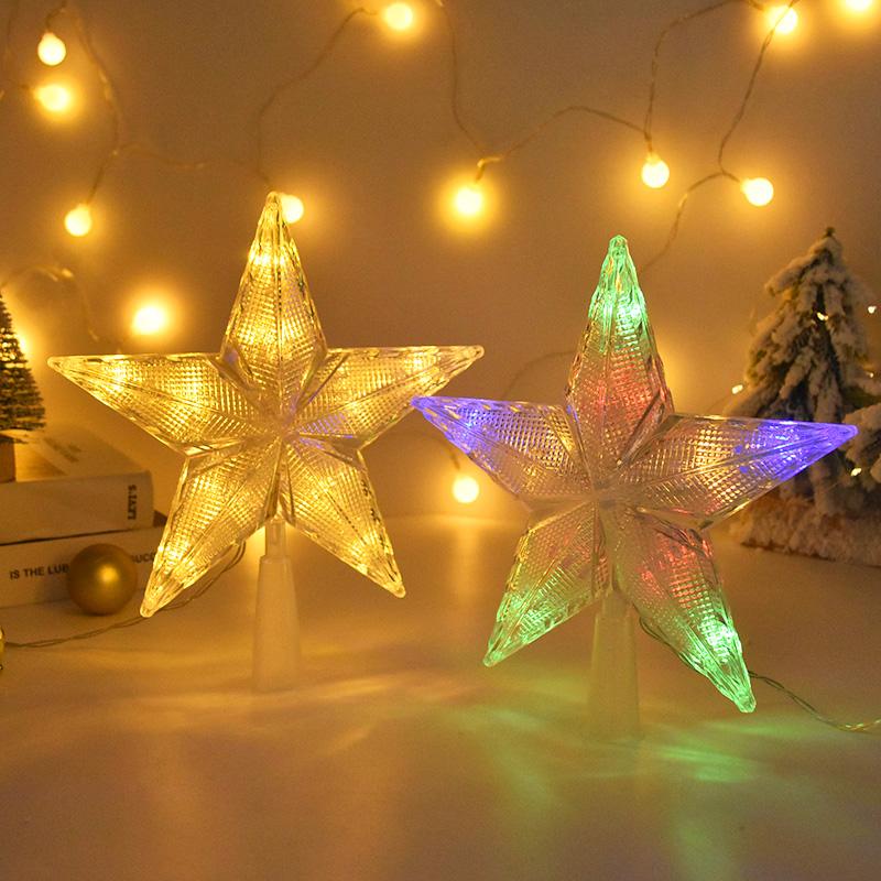 Christmas Tree Top Star LED Light Lamp Christmas Decorations For Home Xmas Tree Ornaments Navidad New Year 2025 Natal Noel
