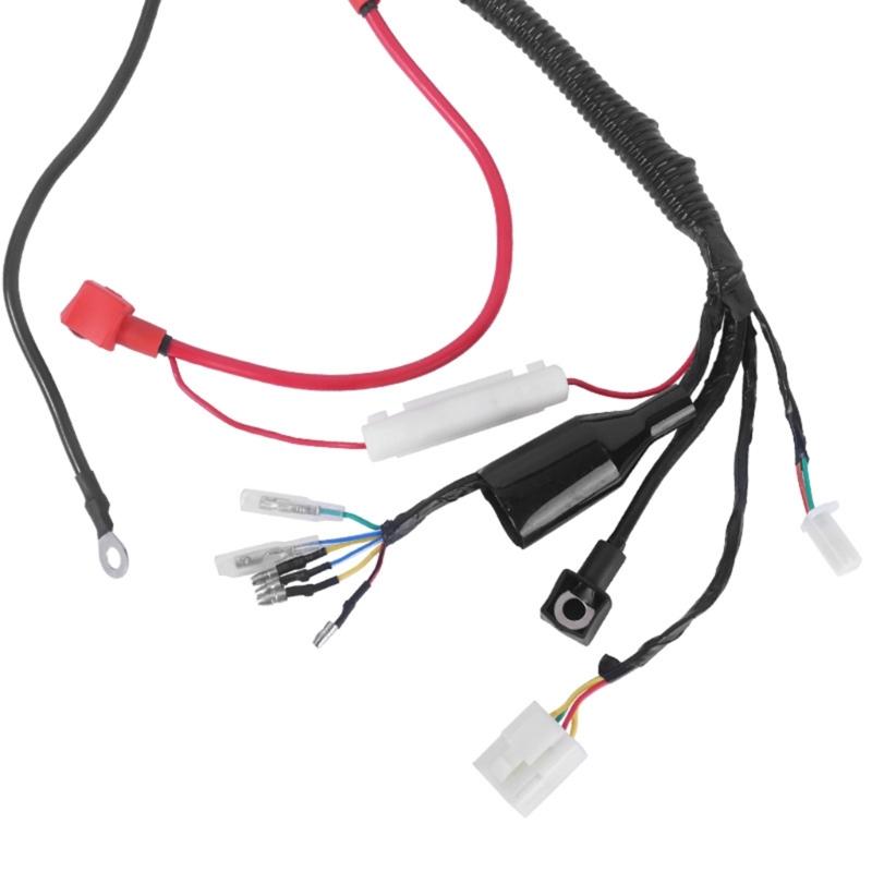 Full Motorcycle Wire Harness Set, Wiring Assembly with Branch Leads, Terminal Ends, and Outer Sleeving for Kayo T2 Electrical Repair and Service Jobs