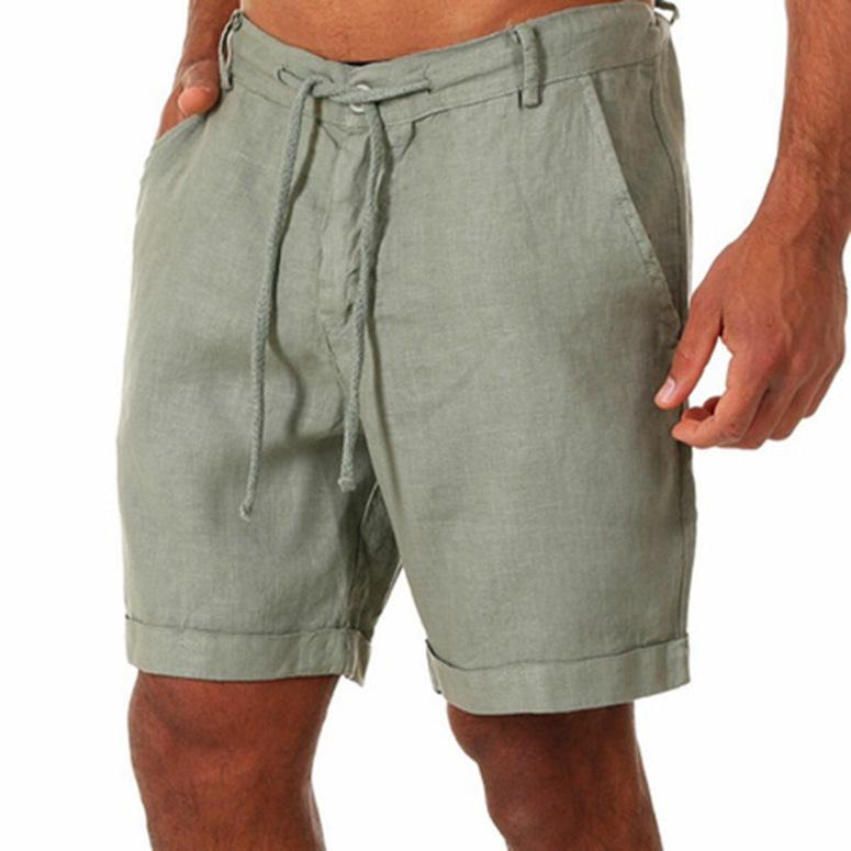 Men Fashion Summer Loose Linen Breathable Pants Casual Quick-Drying Short Sports Trousers