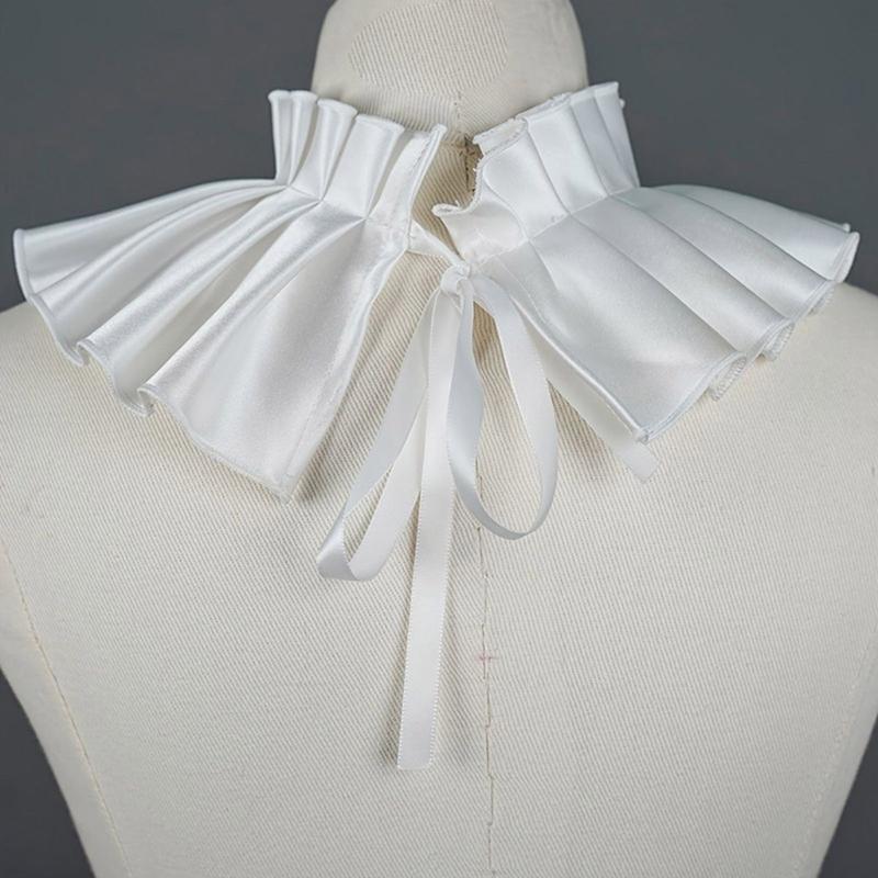Elegant Detachable Pleated Collar Smooth Texture Simple On Off Solution For Seasonal Outfits