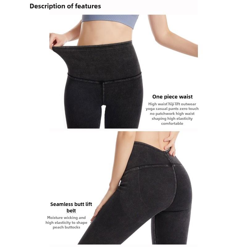 High Waisted Elastic Denim Yoga Pants for Women Autumn Winter