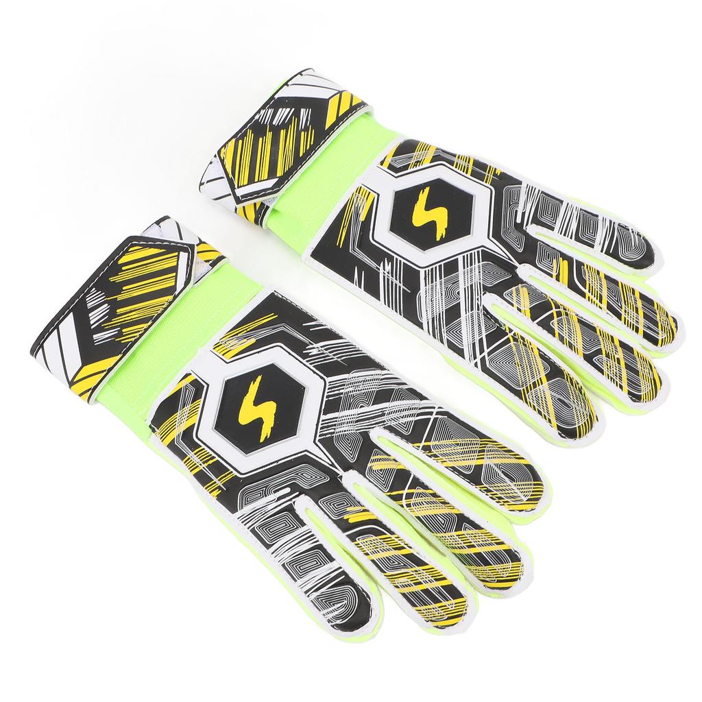 1 Pair Kids Soccer Gloves Latex Collision Resistance Football Goalkeeper Gloves for Grip Finger Guard Yellow Size 5