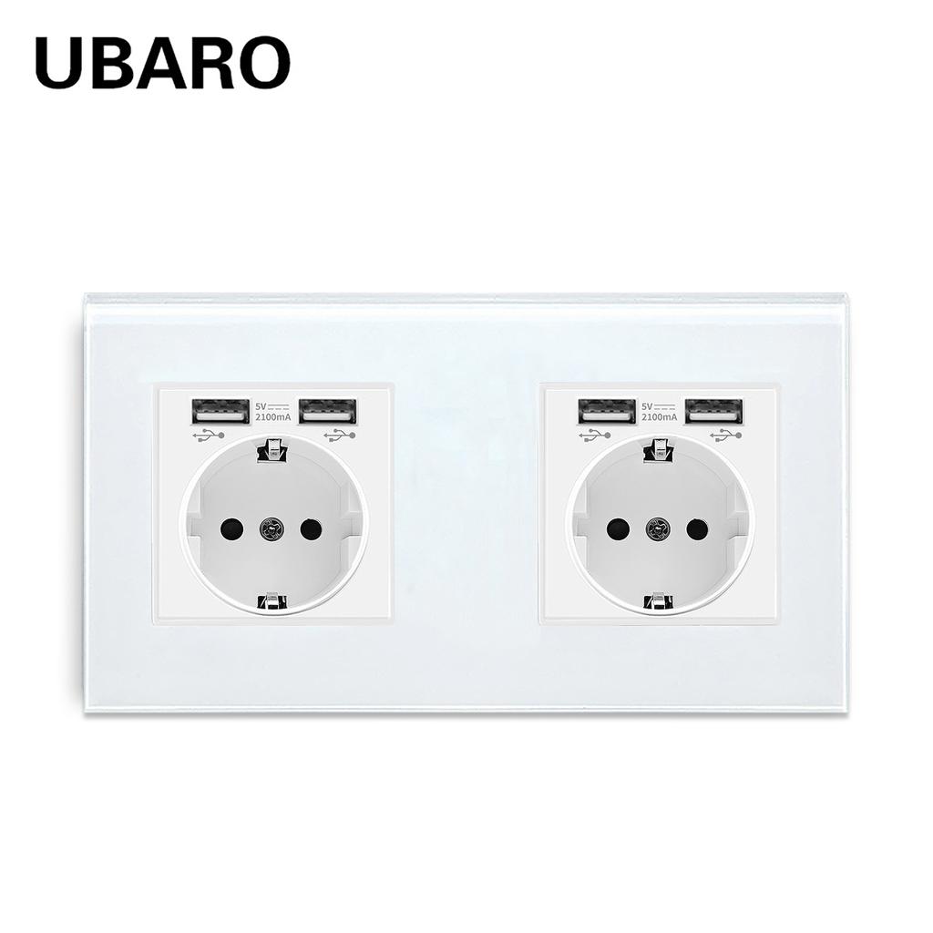 Bseed Europe Russia 16A Wall Power Socket White Black Grey Gold Crystal Glass Panel Plug Electrical Outlet for Home Improvemet
