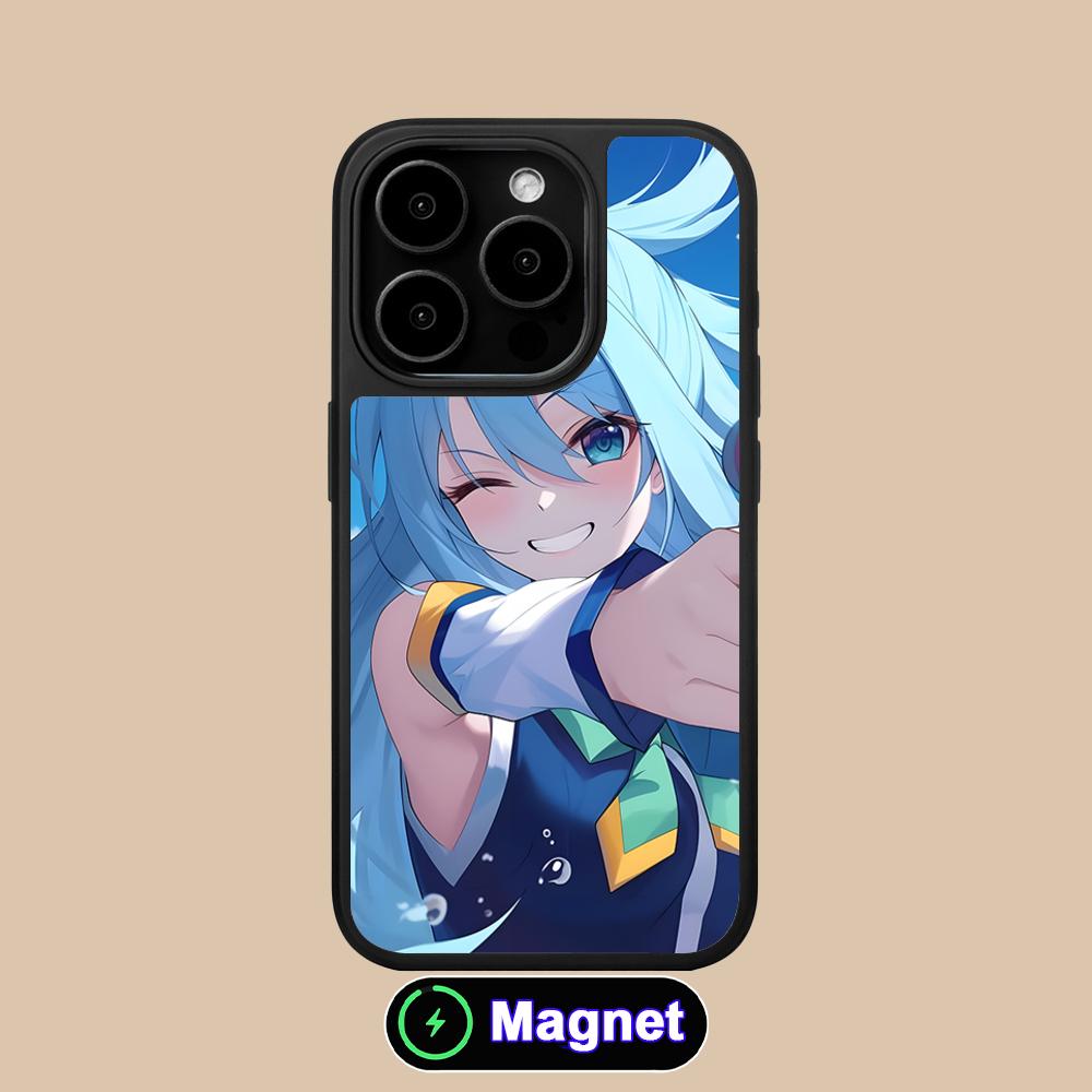 Konosuba Aqua Matte Surface Magsafe Mobile Phone Case for iPhone 17 16 15 14 13 12 11 Air Pro Max Plus Colorful Cover