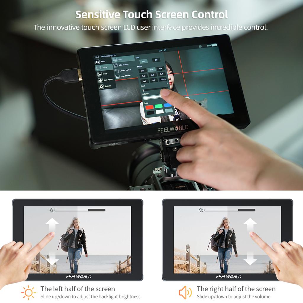 FEELWORLD F7 PLUS 7 Inch DSLR Camera Field Monitor Video Monitor Touch Control Panel 4K HDMI Input Output 1200nits