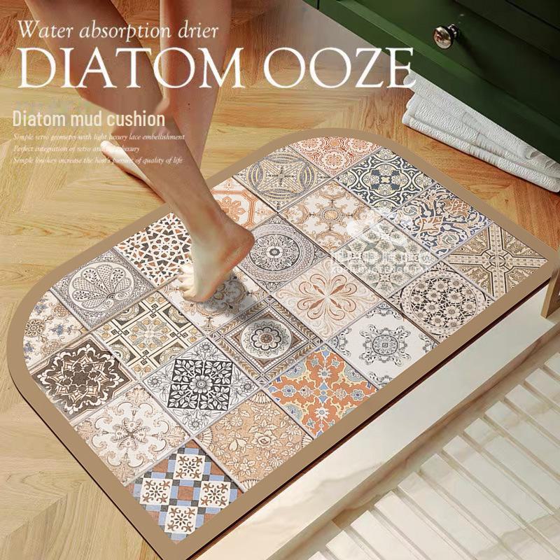 

Коврик для ванной с диатомовой грязью в американском стиле - быстросохнущий, нескользящий, впитывающий воду коврик для пола или входа 80*120CM