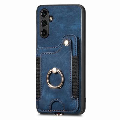 D4 Für Samsung Galaxy A34 5G Hülle RFID-Blockierende Kartenfächer Retro Leder+TPU Handyhülle