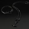 Foreign Trade Retro Nordic Viking Rune Hammer Pendant Wolf Head Necklace Bracelet Jewelry Set Stainless Steel Chain