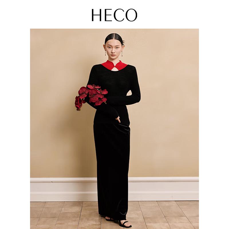 HECO Women's New Chinese Style Spliced Cut-Out Knit Sweater
