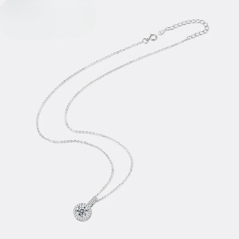 Moissanite Necklace for Women S925 Pure Silver Round Laboratory Diamond Pendant Fashionable Wedding Luxury Jewelry