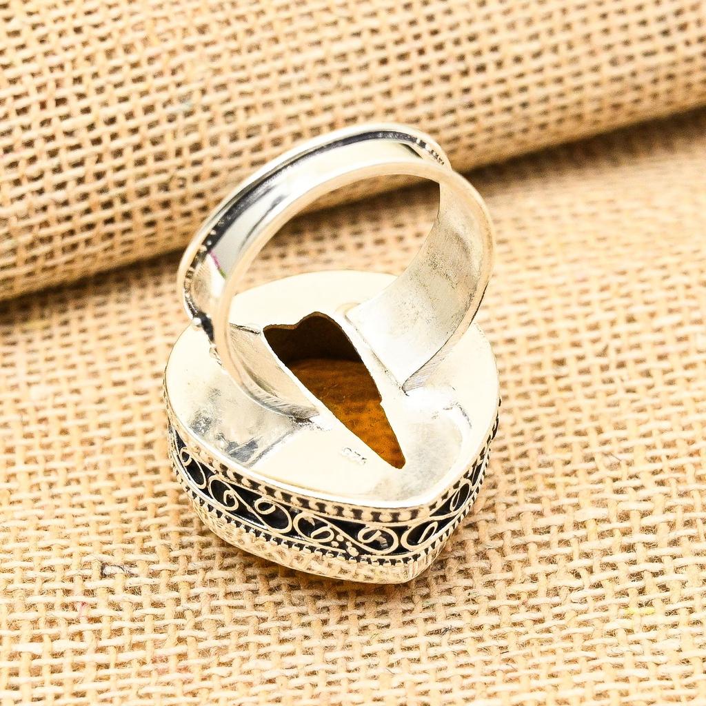 Honey Topaz Gemstone 925 Sterling Silver Handmade Heart Shape Jewelry Ring For Thanksgiving