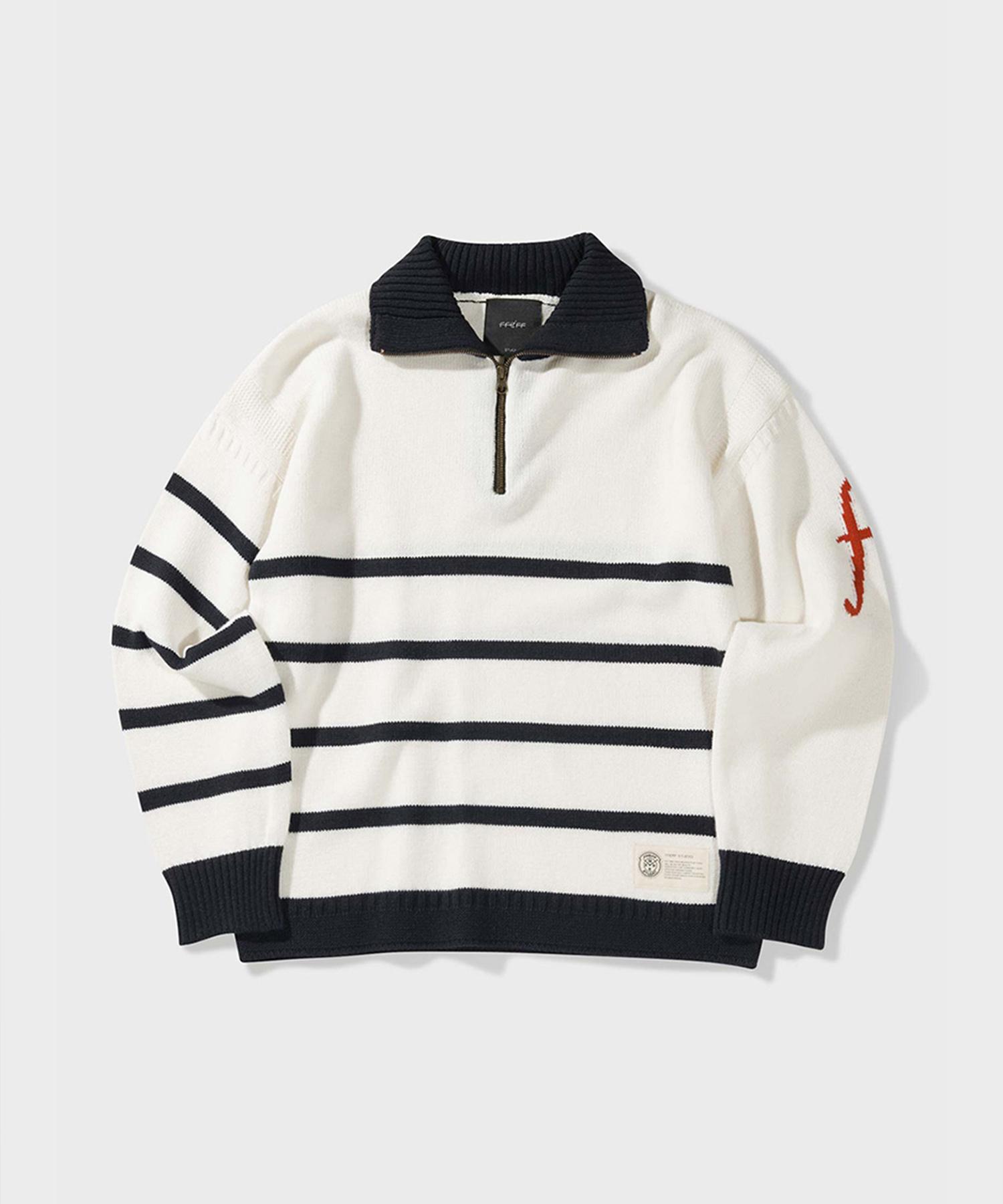 Pep Studio Venezia Wool Zip-Up Knit (Ivory) Ivory/L