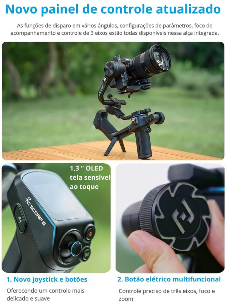 FeiyuTech SCORP 2 Gimbal Camera Stabilizer for Cameras with and with Sling AI Tracking Magic Portrait Tripod Maximum for Video and Cinema FY07395