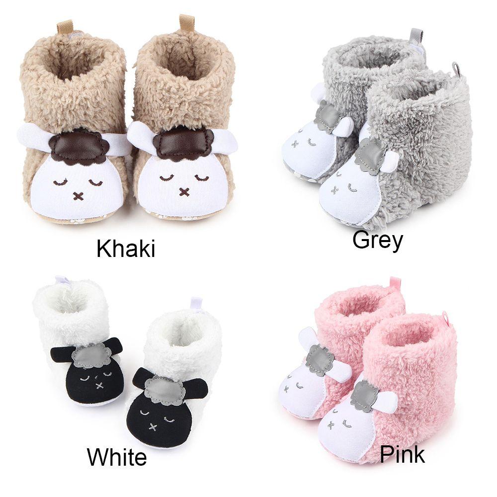 Chaussons d'hiver en peluche polaire pour nouveau-né, chaussures de sol pour bébé, bottes chaudes rembourrées en coton, chaussons mouton