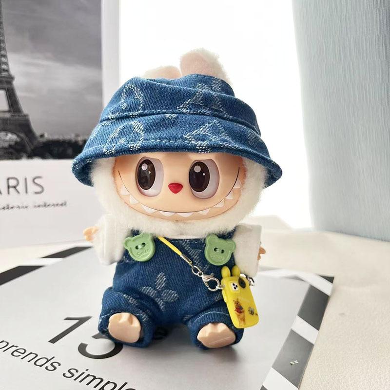 17cm Labubu Doll's Clothes Denim Four Leaf Clover Set Outfit Accessories Clothing DIY Kids Gift Sweet Princess (Excluding Dolls)