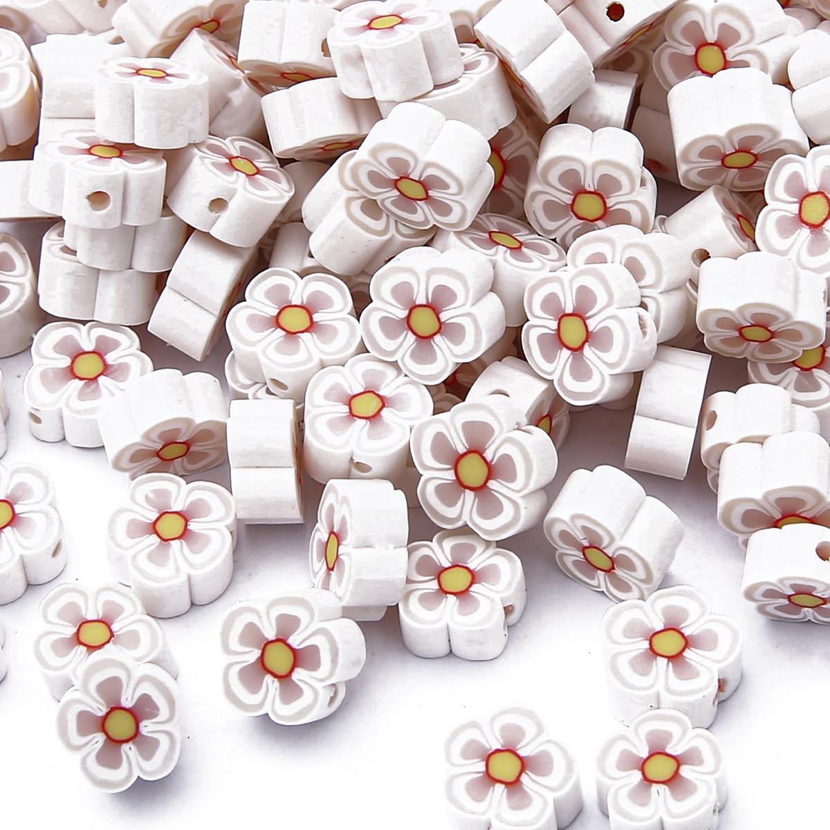 

30 шт./пакет, 10 мм, глиняные бусины-разделители в форме цветка, бусины из полимерной глины для изготовления ювелирных изделий своими руками, браслет, ожерелье, аксессуары ручной работы белый