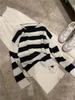 Women's Korean Style Striped Cashmere Round Neck Sweater – Soft, Comfortable, and Loose Fit