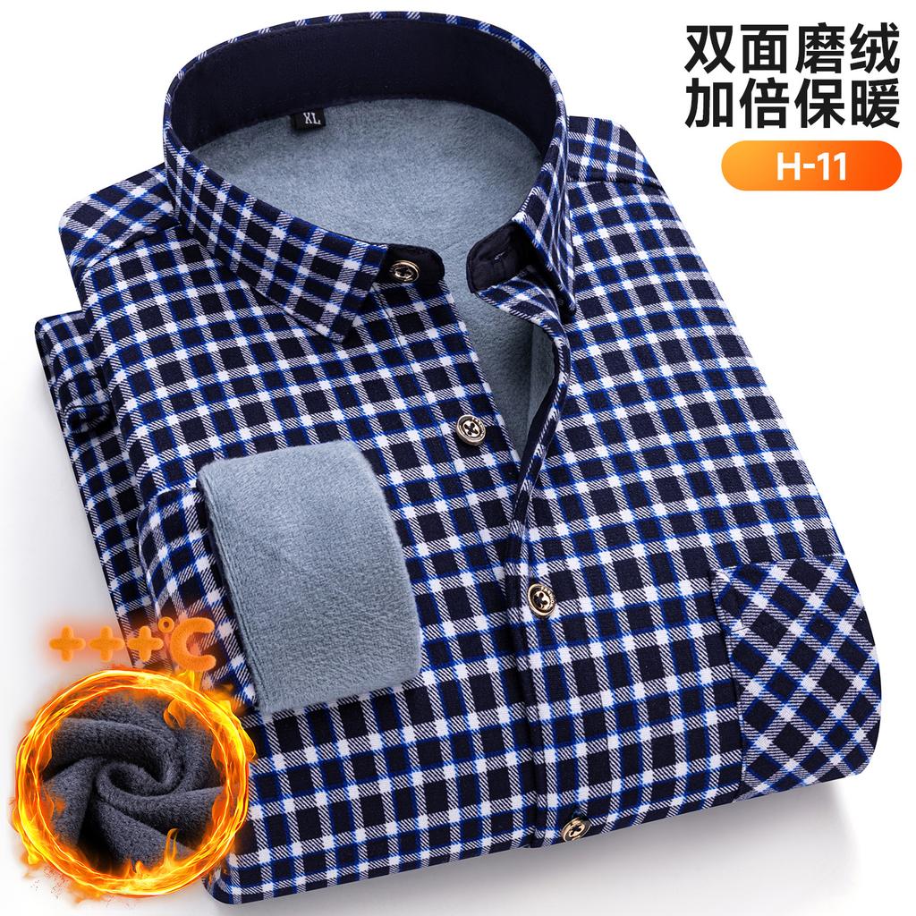New Plus Size 8XL 7XL 6XL Men's Shirt Autumn Winter Fleece Thickened Warm Long Sleeve Plaid Business Casual Slim-fit Man Clothes