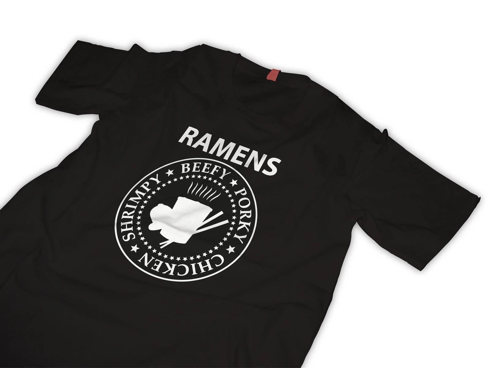 Футболка Ramens, а не Ramones, лапша и горшок с супом XXL